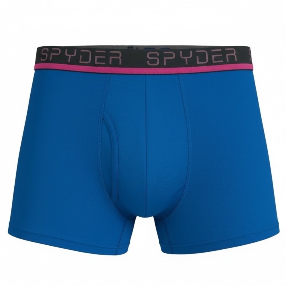 Spyder Mens Performance Boxer Briefs Blue Elastic Logo Waistband Size Large